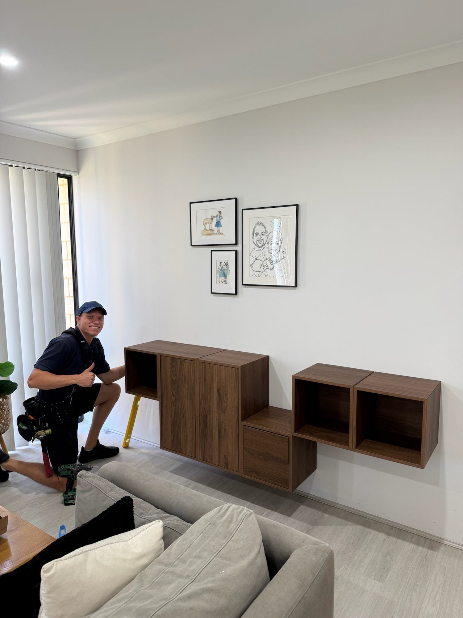 Wooden wall-mounted shelves in Perth.